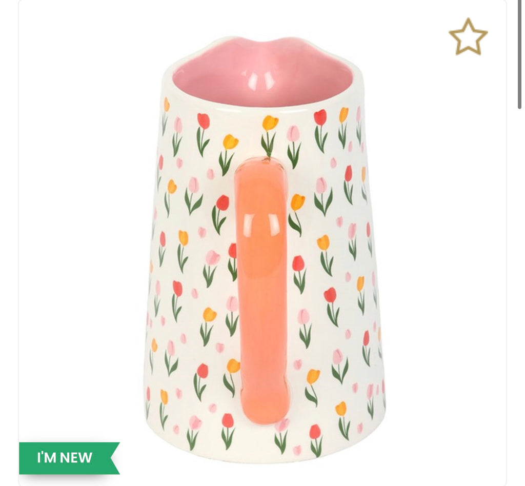 ceramic tulip print floral  jug vase